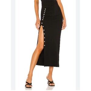 NWT Women’s All Saints Haiti Midi Skirt Black Women’s Size 8 Stud Fasteners